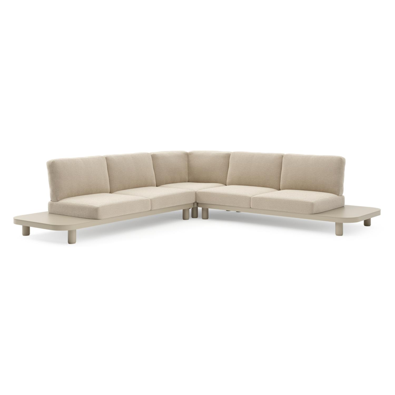 Donato loungehoek in beige aluminium met althea chalk all weather cosytica kussen