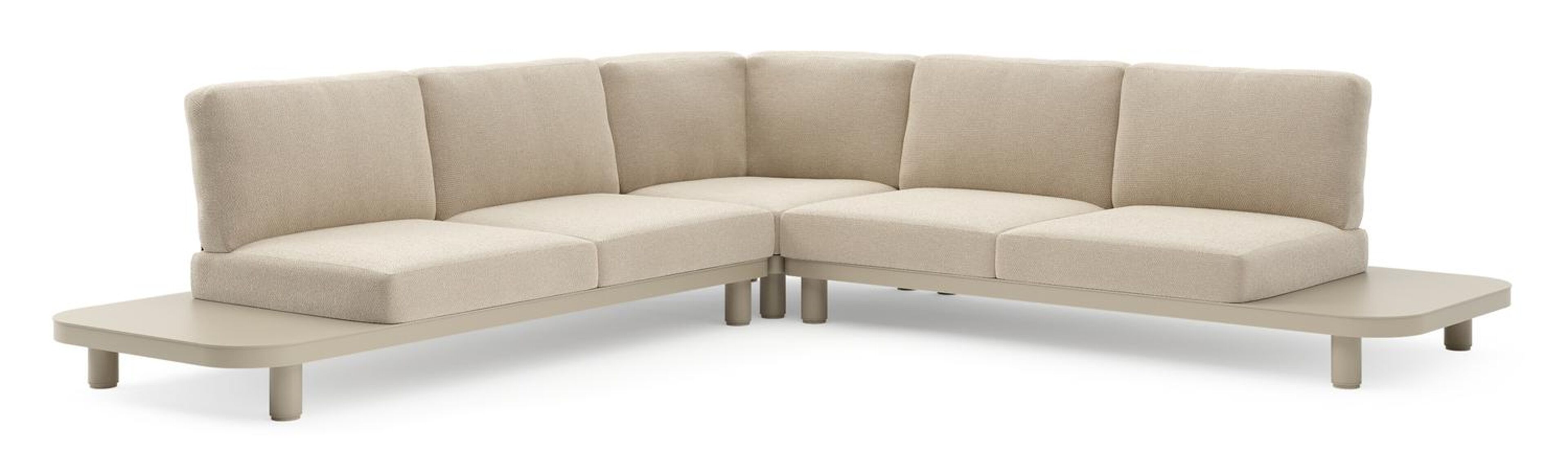 Donato loungehoek in beige aluminium met althea chalk all weather cosytica kussen