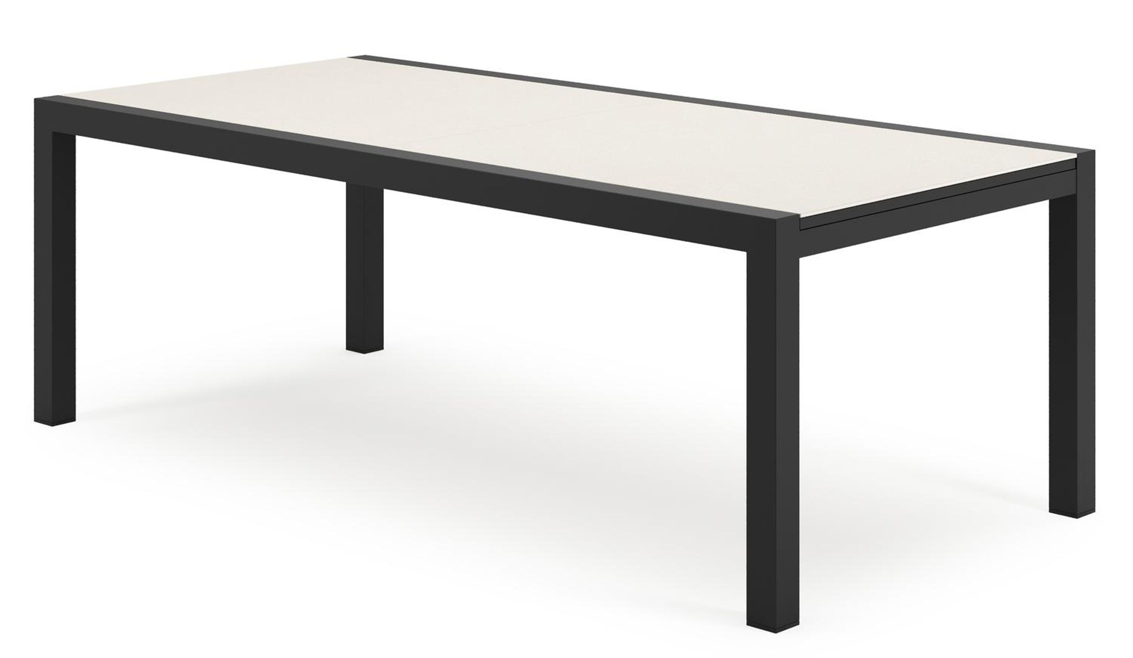 Calobra uitschuifbare tuinset in zwart aluminium en crema minerale sintered stone met 10 Gerona tuinstoelen