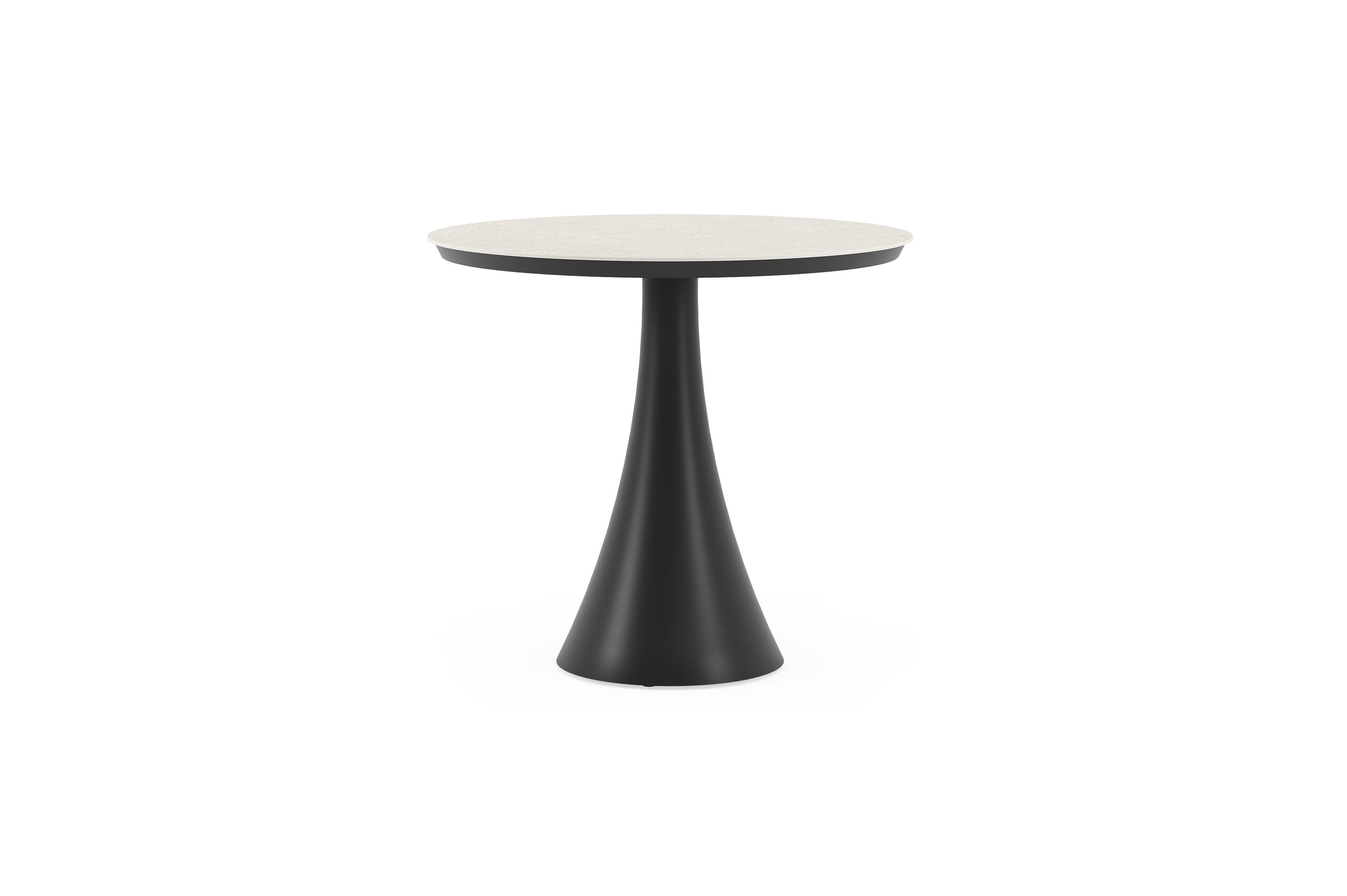 Fano tuintafel in zwart aluminium en volkeramiek shilin - Dia. 85 x H 75 cm