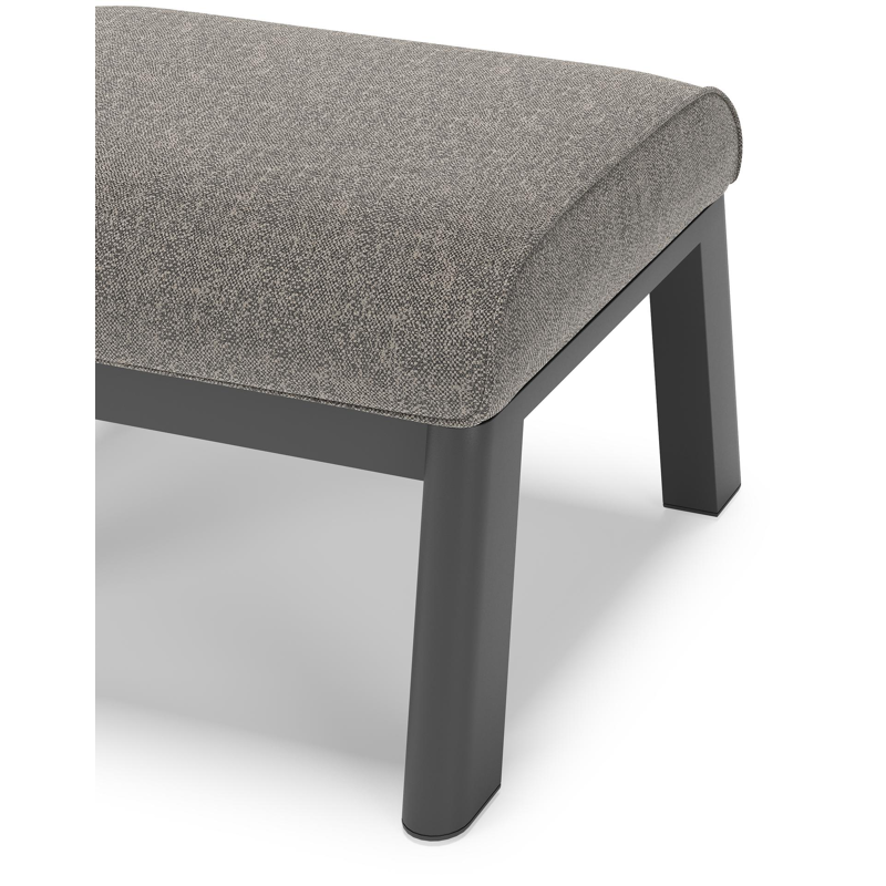 Cirello poef in zwart aluminium met chartres drizzle all weather sunbrella® luxe kussen