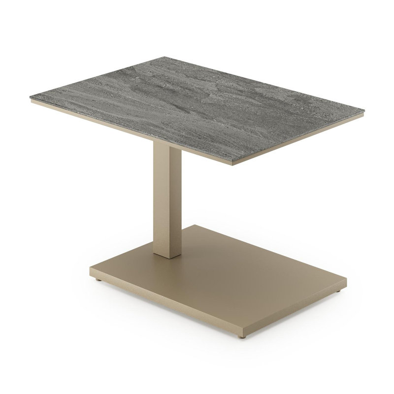 Table d'appoint pop-up Cirello rectangulaire en aluminium beige et céramique pleine Aspen Grey - Lg. 69.5 x Lrg. 50 x Haut. 66 cm