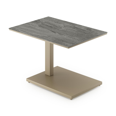 Table d'appoint pop-up Cirello rectangulaire en aluminium beige et céramique pleine Aspen Grey - Lg. 69.5 x Lrg. 50 x Haut. 66 cm