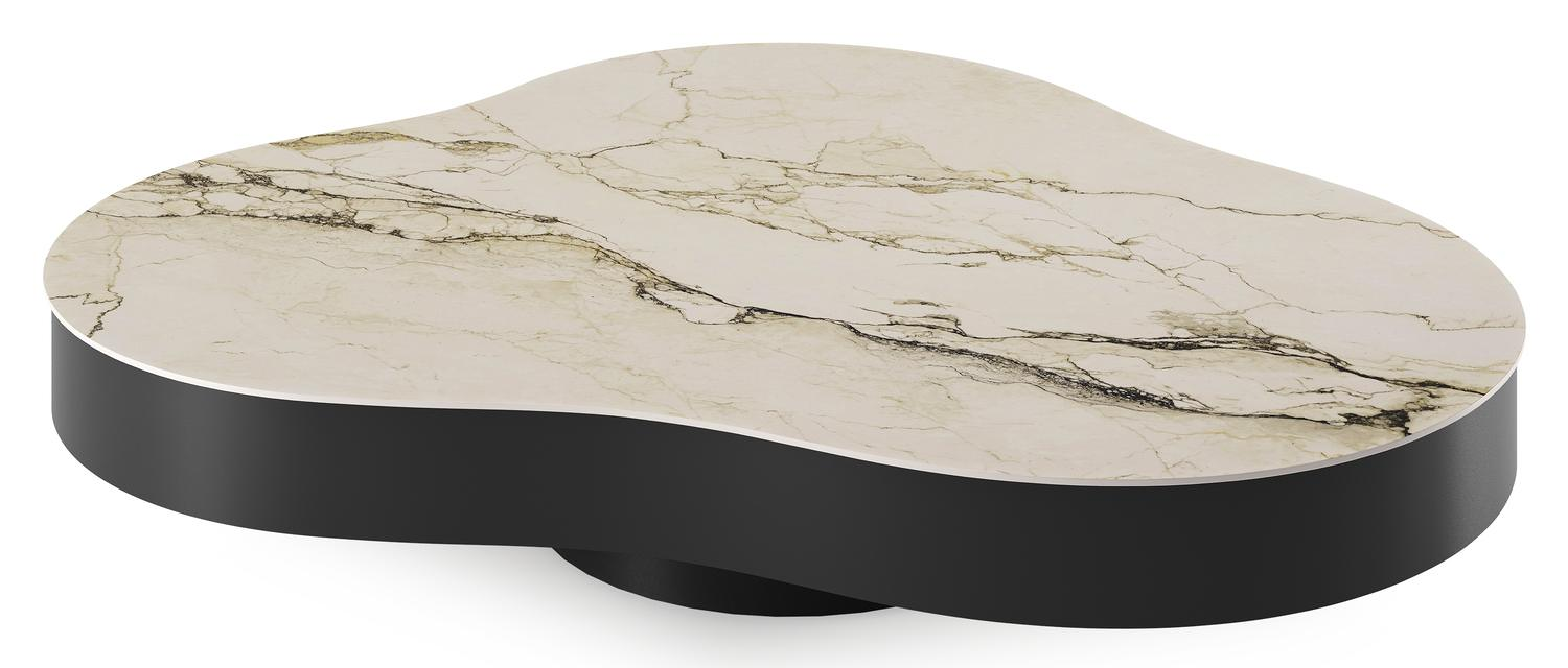 Lomano loungetafel cloud in zwart aluminium en volkeramiek Colorado Dunes - L 131 x B 108 x H 25 cm