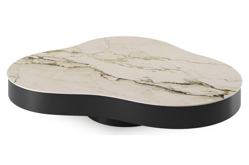 Lomano loungetafel cloud in zwart aluminium en volkeramiek Colorado Dunes - L 131 x B 108 x H 25 cm