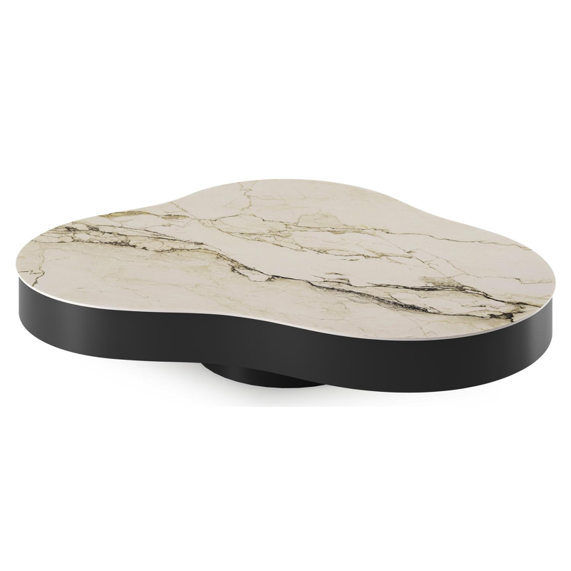 Lomano loungetafel cloud in zwart aluminium en volkeramiek Colorado Dunes - L 131 x B 108 x H 25 cm