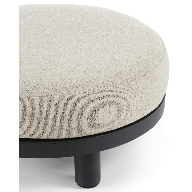 Donato poef in zwart aluminium met marbella beige all weather cosytica kussen