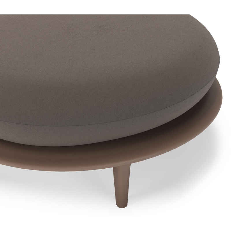 Bomero poef in taupe aluminium met natte nature grey all weather sunbrella® luxe kussen