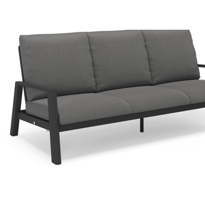 Cirello loungebank 3-zit in zwart aluminium met savane tornado all weather sunbrella® luxe kussen