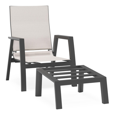 Mismo loungestoel in zwart aluminium met beige weather+ softtouch kussens