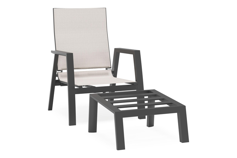 Mismo loungestoel in zwart aluminium met beige weather+ softtouch kussens