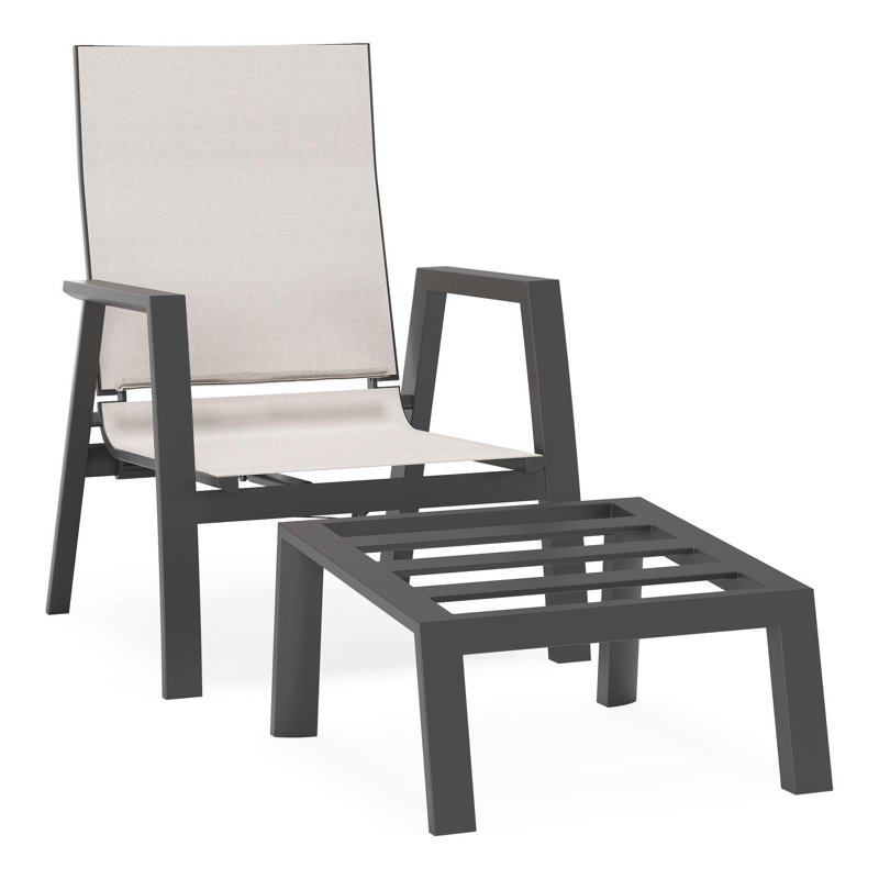 Mismo loungestoel in zwart aluminium met beige weather+ softtouch kussens