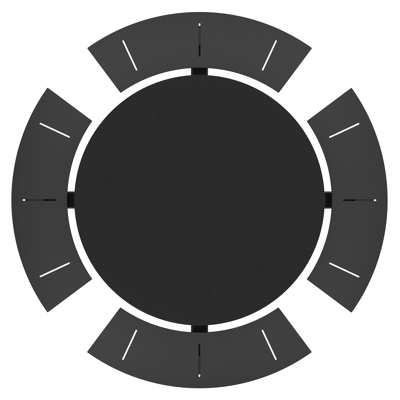 Rondino picknicktafel in zwart aluminium en volkeramiek nero black tafelblad - Ø 236 x H 71,5 cm