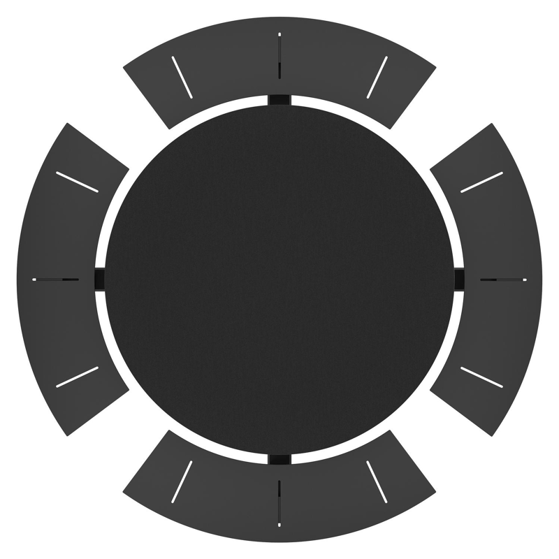 Rondino picknicktafel in zwart aluminium en volkeramiek nero black tafelblad - Ø 236 x H 71,5 cm