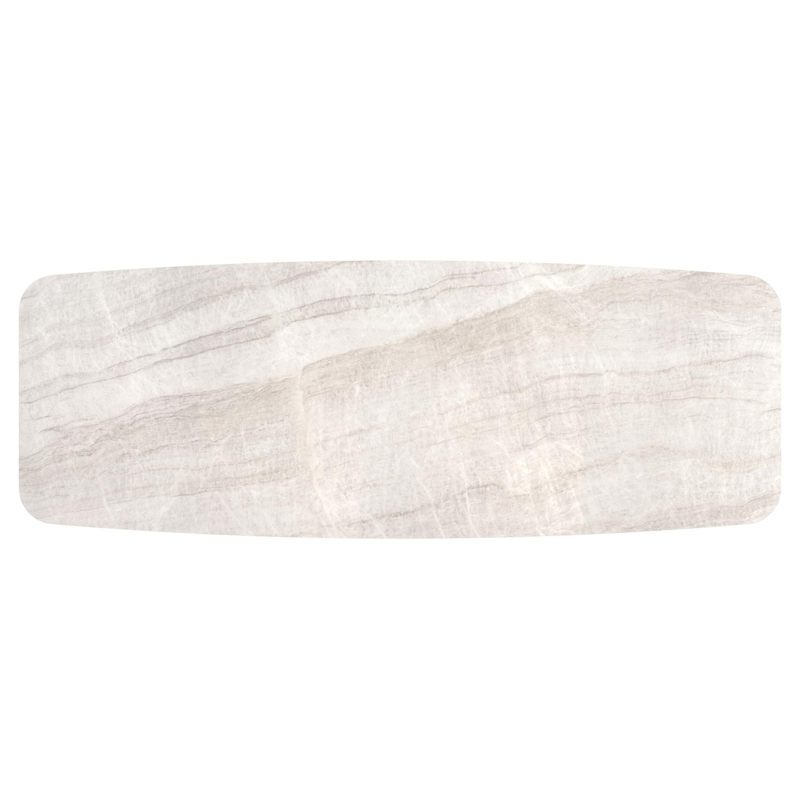 Table de jardin Lacrima forme de bateau en aluminium noir et céramique pleine Taj Mahal - Lg. 315 x Lrg. 115 x Haut. 73 cm