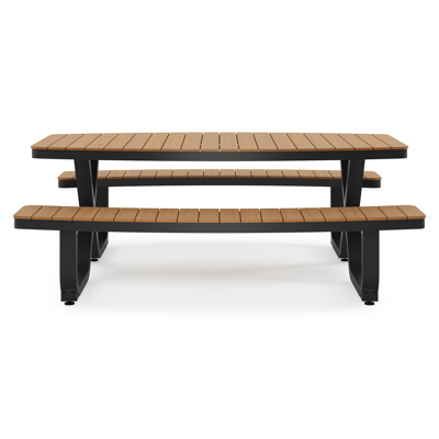 Alora picknicktafel in zwart aluminium en polywood - L 200 x B 216 x H 73,5 cm