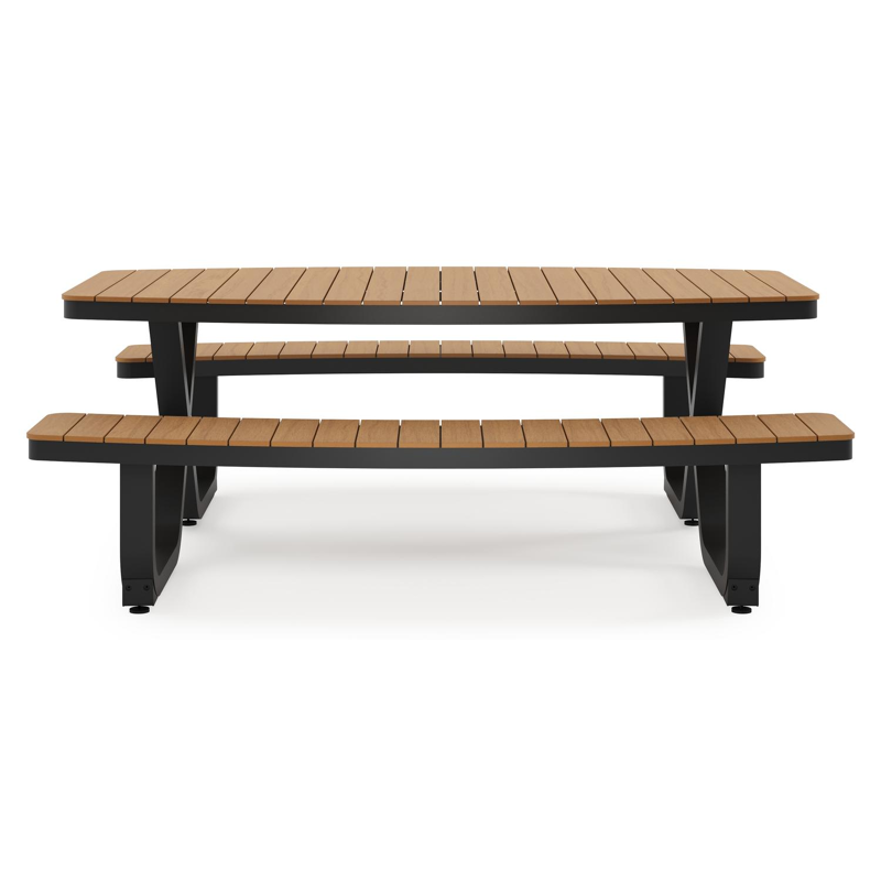 Alora picknicktafel in zwart aluminium en polywood - L 200 x B 216 x H 73,5 cm