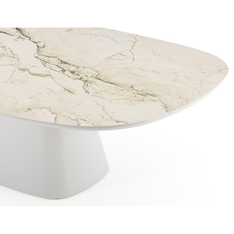 Table de jardin Amico bombo xl en aluminium blanc et céramique pleine Colorado Dunes - Lg. 270 x Lrg. 148 x Haut. 73.5 cm
