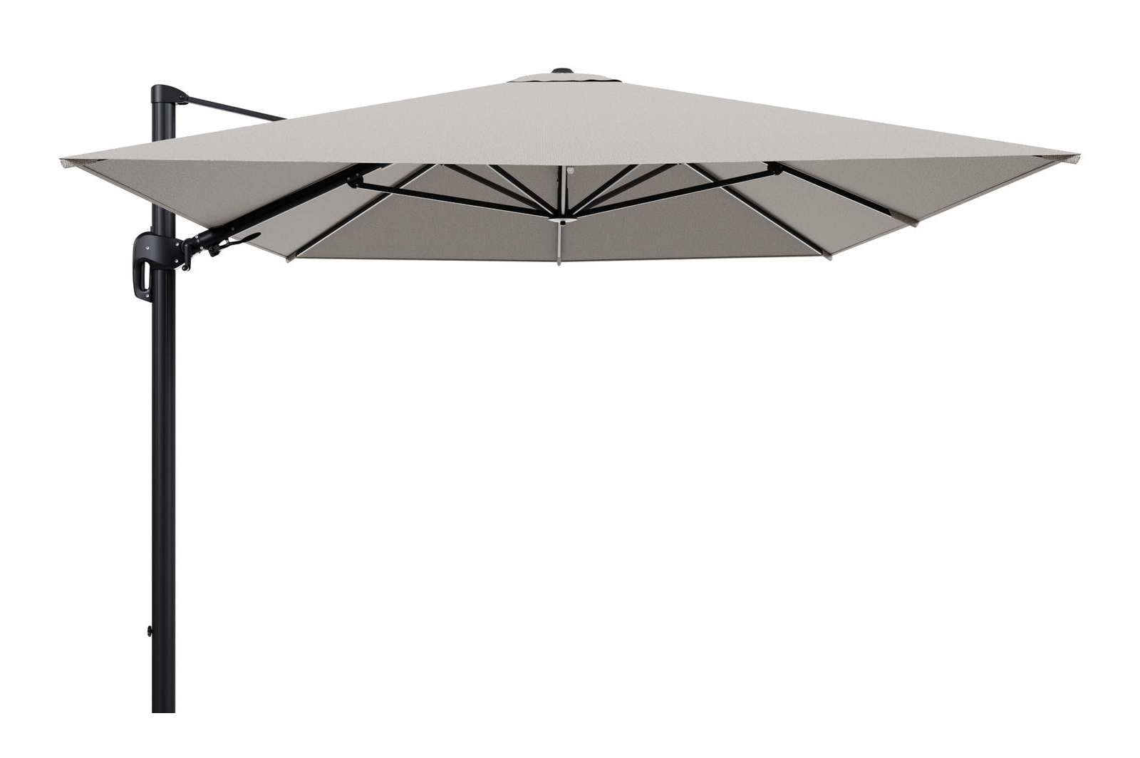 Rufina zweefparasol tiltfunctie in zwart aluminium en parasoldoek in All Weather Solica Firenze Sand  - L1 400 x L2 300 cm (zonder voet)