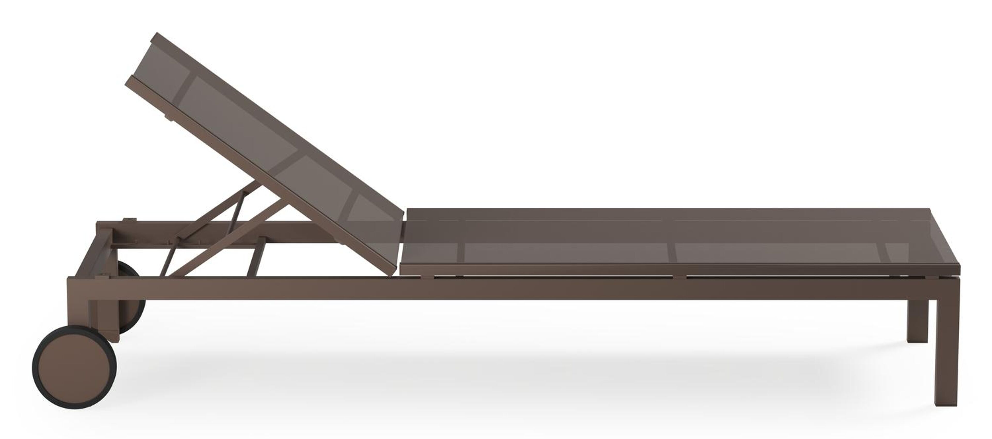 Chaise longue réglable Caravelle en aluminium taupe et textilène simple taupe