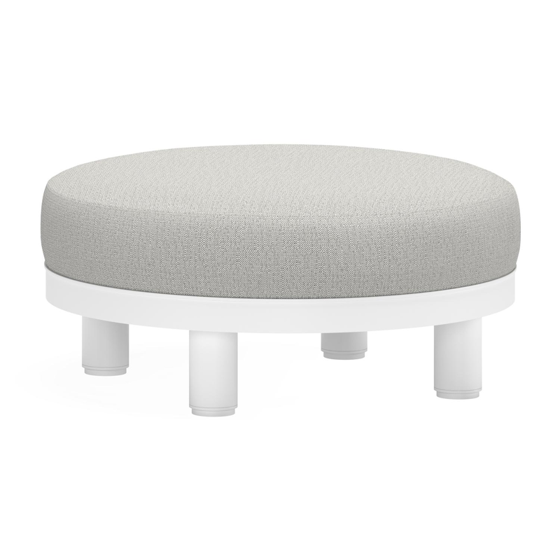 Donato poef in wit aluminium met savane nimbus all weather sunbrella® luxe kussen