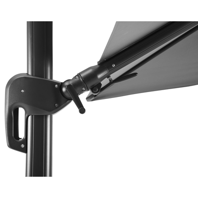 Rufina zweefparasol met tiltfunctie in zwart aluminium met grijs polyester parasoldoek - L1: 300 x L2: 300 cm (met voet)