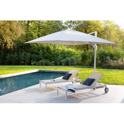 Caravelle verstelbaar ligbed in wit aluminium en beige single textilene