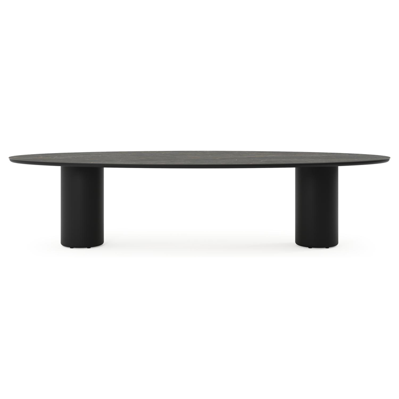 Amico tuintafel ovaal in zwart aluminium en volkeramiek Black Obsession - L 320 x B 130 x H 73.5 cm