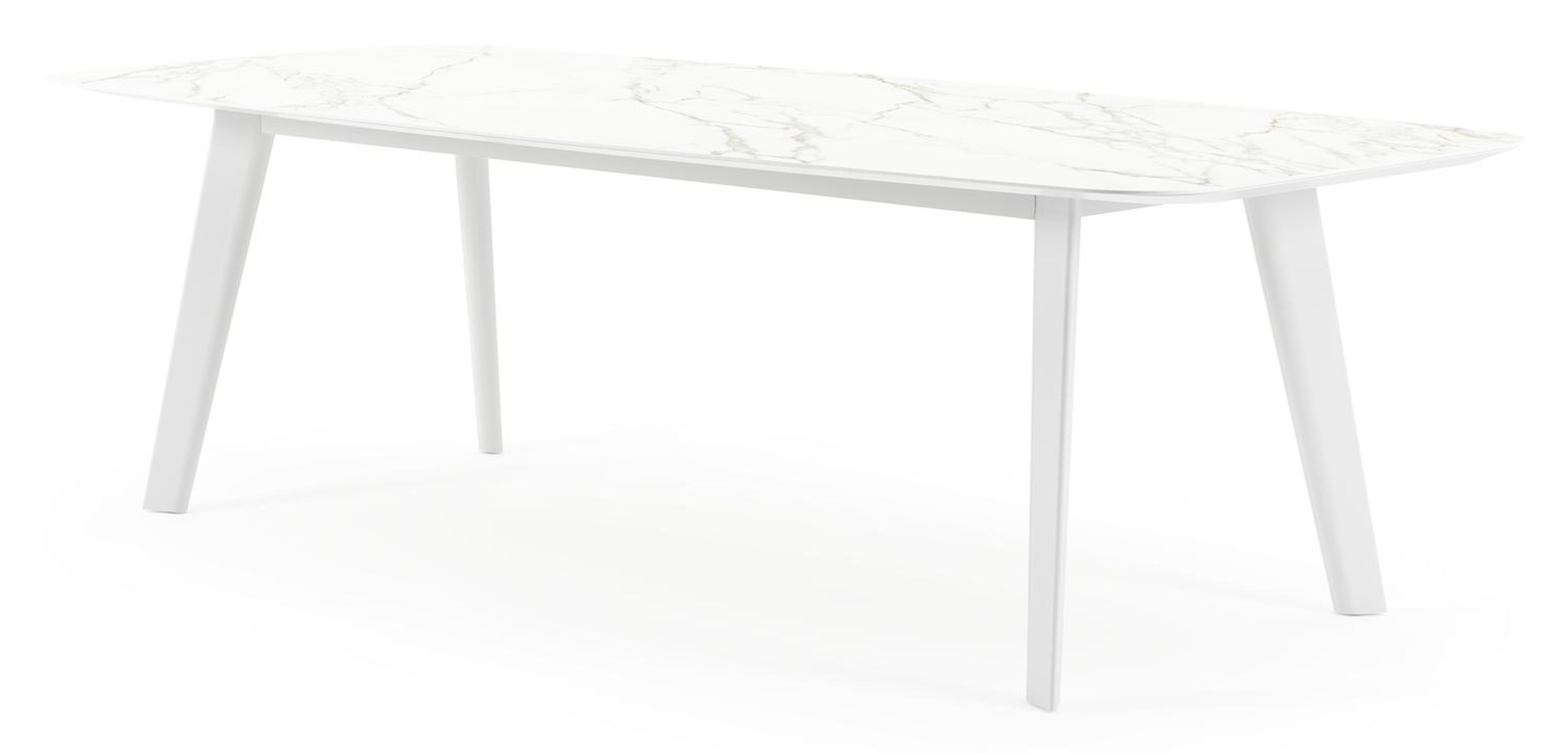 Lacrima tuintafel in wit aluminium en volkeramiek calacatta - L 255 x B 115 x H 74 cm