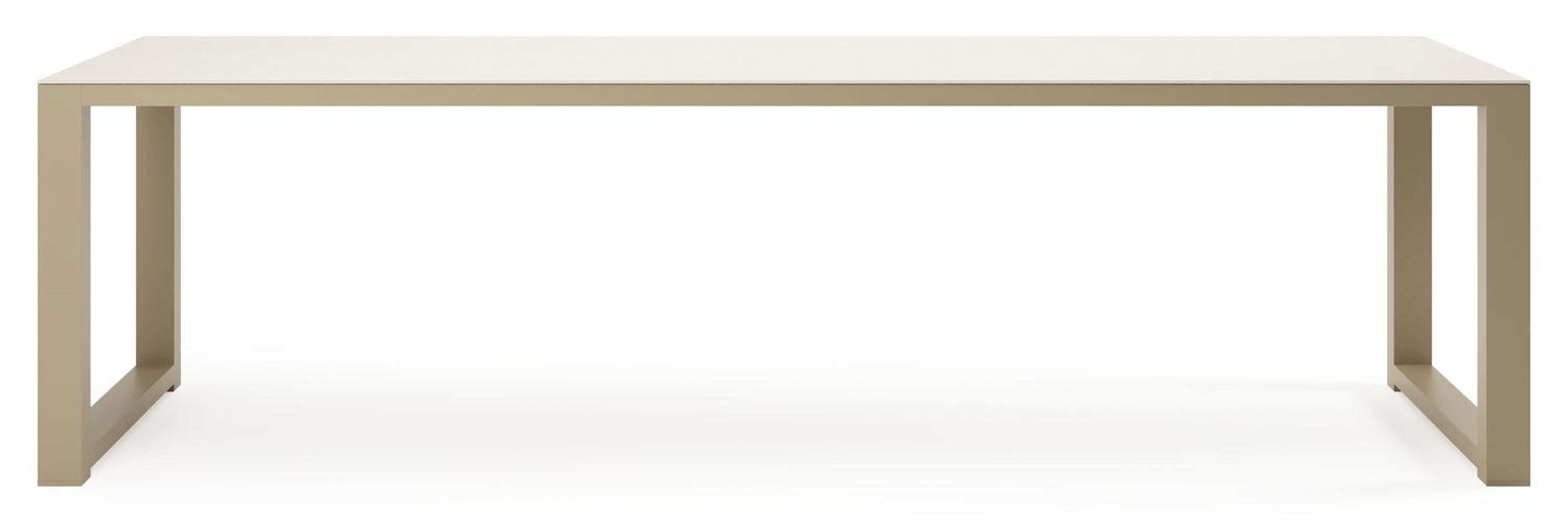 Livo tuinset in beige aluminium en crema minerale sintered stone met 6 stapelbare Madura tuinstoelen