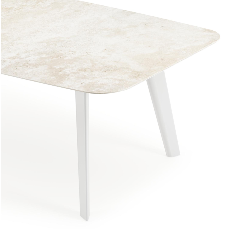 Lacirma tuintafel bootvorm in wit aluminium en volkeramiek Rapolano L 255 x B 115 cm