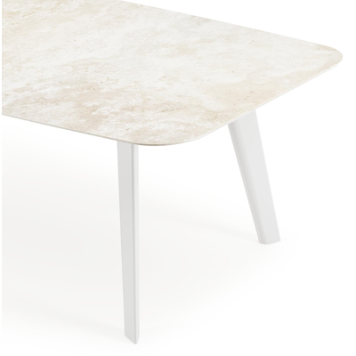 Lacirma tuintafel bootvorm in wit aluminium en volkeramiek Rapolano L 255 x B 115 cm