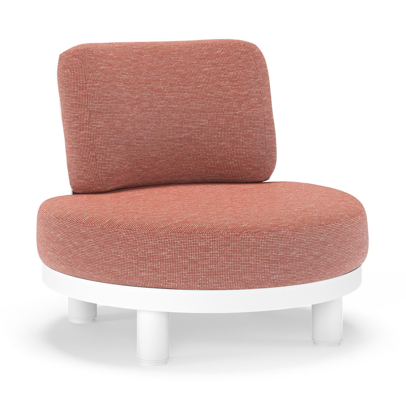 Donato loungestoel in wit aluminium met all weather sunbrella® luxe Slow Alezan kussen