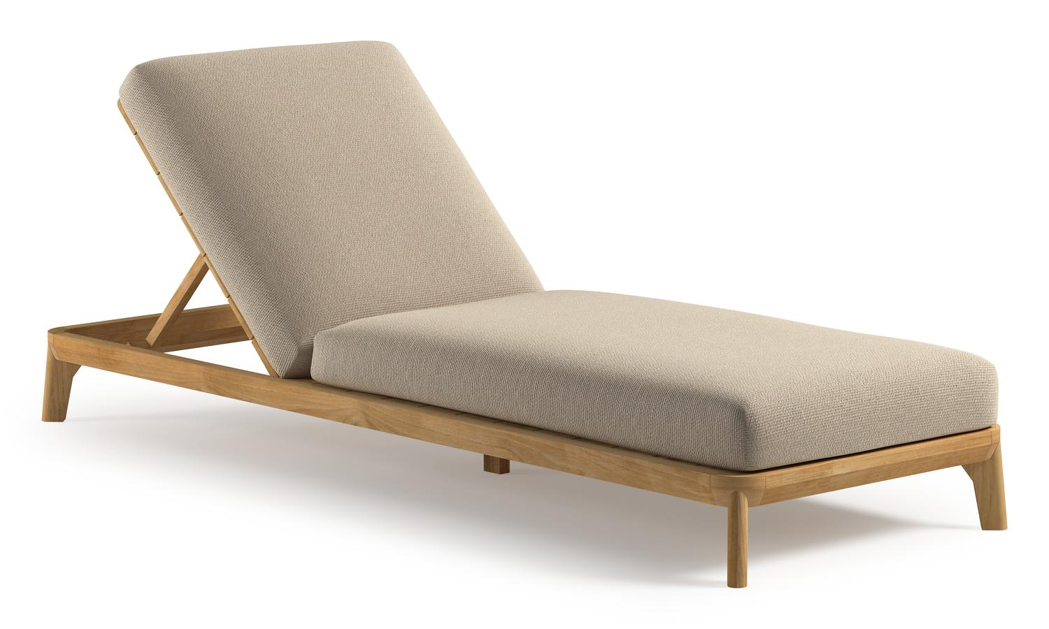 Orso verstelbaar ligbed in teak met althea chalk all weather Cosytica kussen