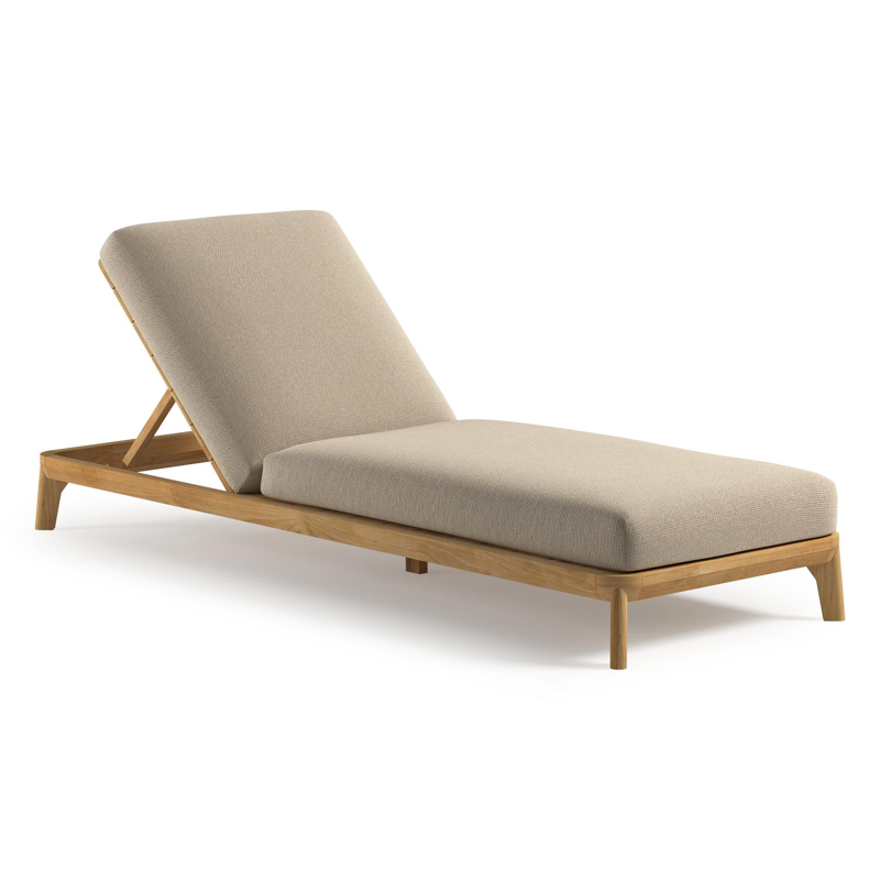 Orso verstelbaar ligbed in teak met althea chalk all weather Cosytica kussen