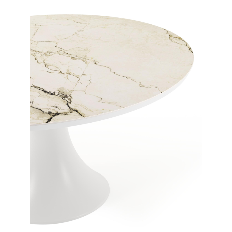 Fano tuintafel rond in wit aluminium en volkeramiek colorado dunes - Dia. 148 x H 75 cm