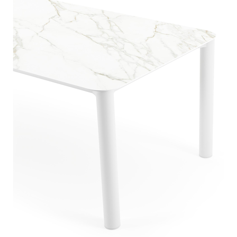 Orso tuintafel rechthoekig afgerond in wit aluminium en volkeramiek calacatta - L 240 x B 100 x H 73.5 cm