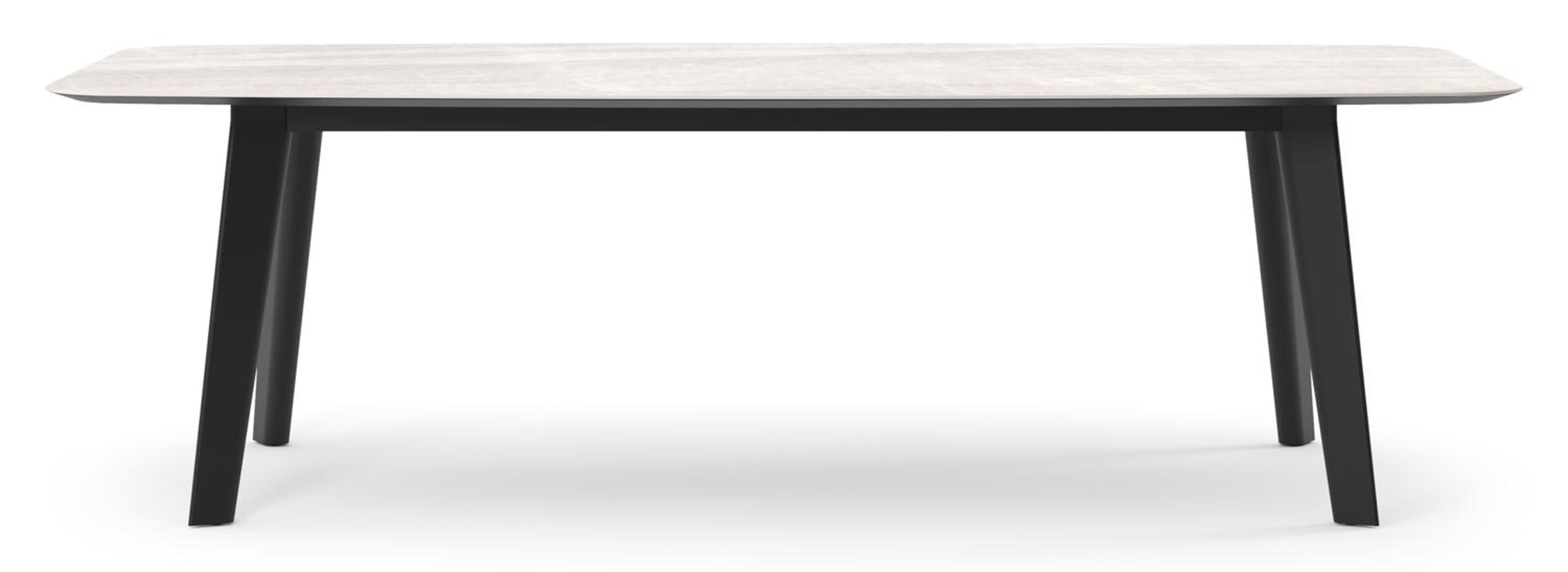 Table de jardin Lacrima forme de bateau en aluminium noir et céramique pleine Taj Mahal - Lg. 255 x Lrg. 115 x Haut. 75 cm