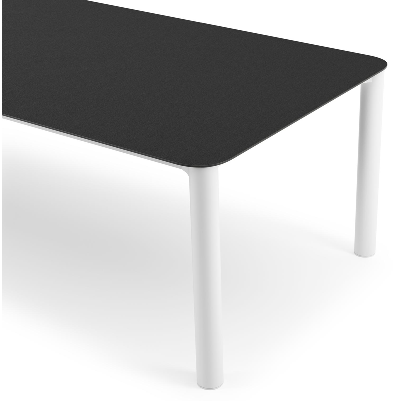 Table de jardin Orso rectangulaire arrondi en aluminium blanc et céramique pleine Nero Black - Lg. 290 x Lrg. 110 x Haut. 73.5 cm