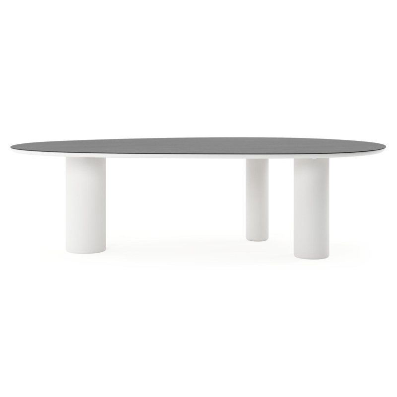 Amico tuintafel mango in wit aluminium en volkeramiek Basalt Black - L 260 x B 130 x H 73.5 cm