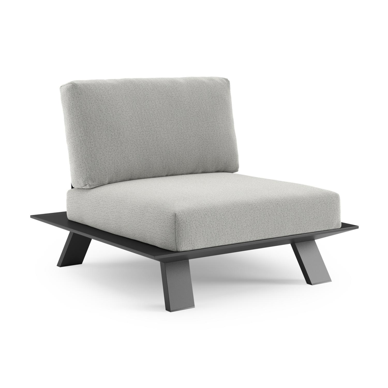 Fauteuil de jardin Cesano en aluminium noir et coussin en all weather Sunbrella® luxe savane nimbus