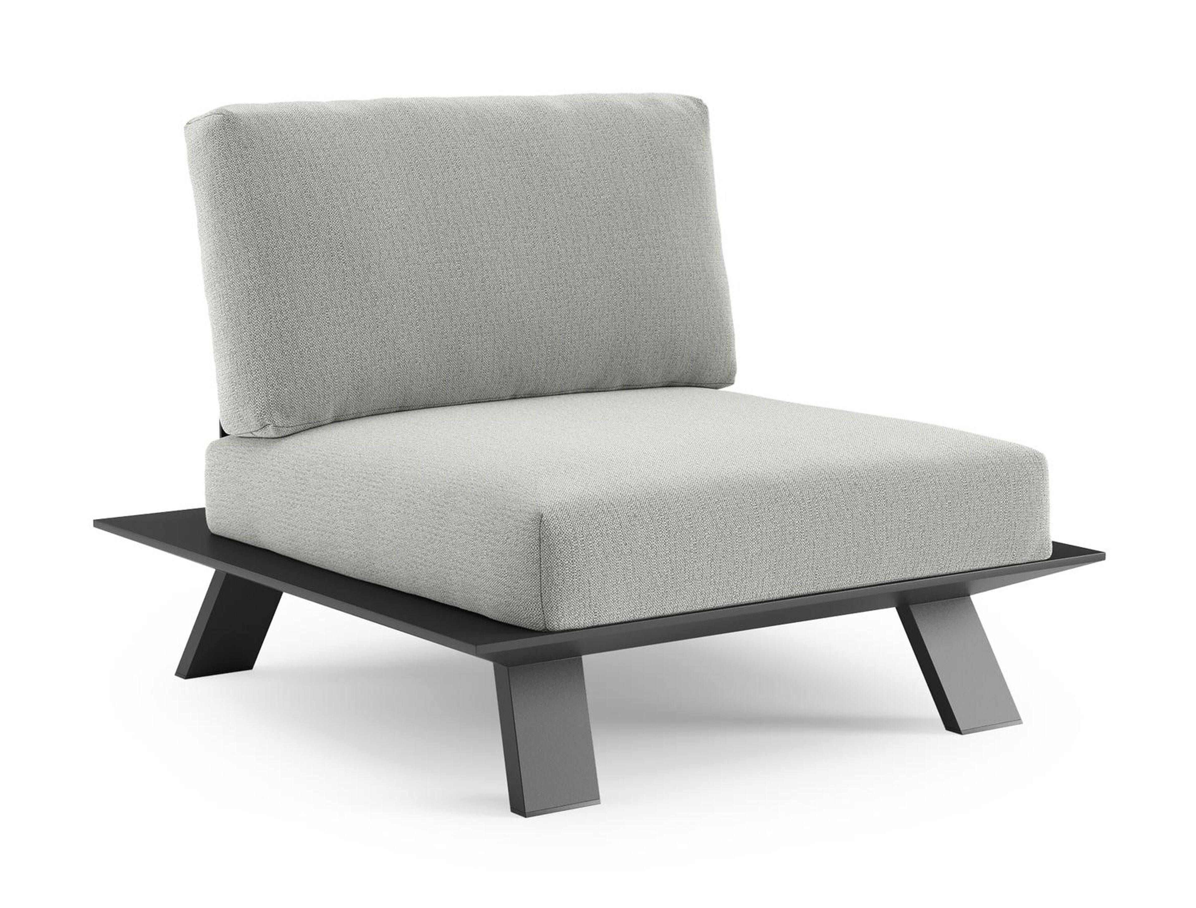 Cesano loungestoel in zwart aluminium met savane nimbus all weather Sunbrella® luxe kussen
