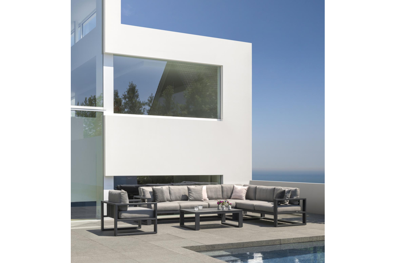 Table basse Verato en aluminium noir - Lg 120 x larg. 80 x H 39,5 cm