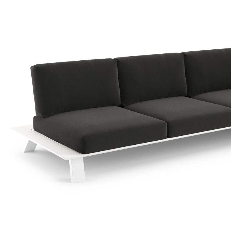 Cesano loungebank in wit aluminium met natte sooty all weather Sunbrella® luxe kussen