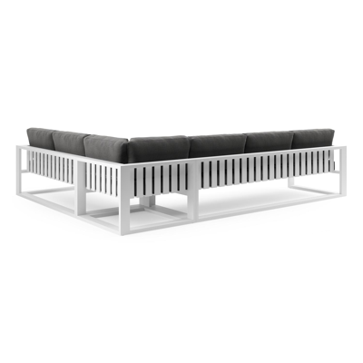 Verato loungehoek in wit aluminium met savane tornado all weather sunbrella® luxe kussen