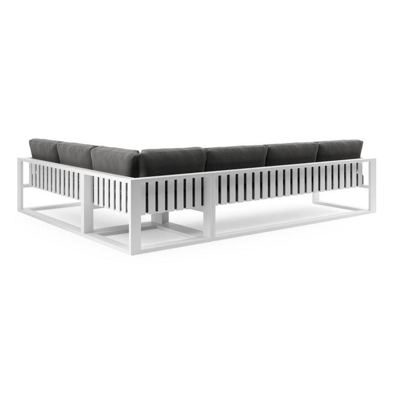 Verato loungehoek in wit aluminium met savane tornado all weather sunbrella® luxe kussen