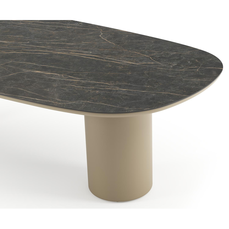 Amico tuintafel bombo in beige aluminium en volkeramiek Black Obsession - L 270 x B 125 x H 73.5 cm