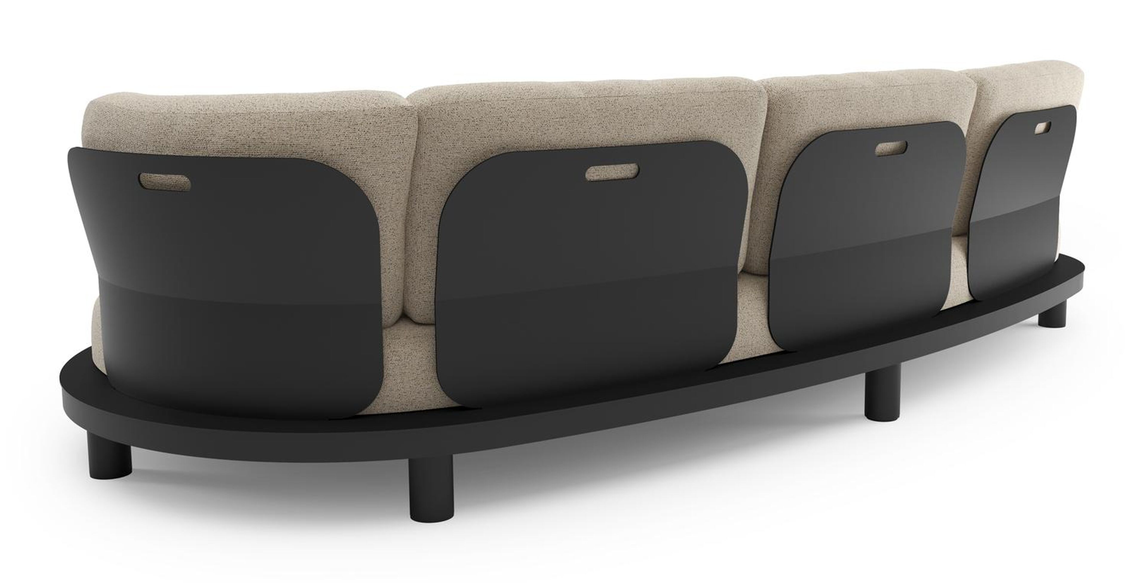 Canapé de jardin Donato en aluminium noir et coussins en all weather cosytica marbella beige