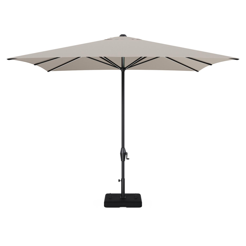 Viola staanparasol in zwart aluminium en beige Weather+ Softtouch parasoldoek - L1 300 x L2 300 cm met parasolvoet Intenso 60 kg