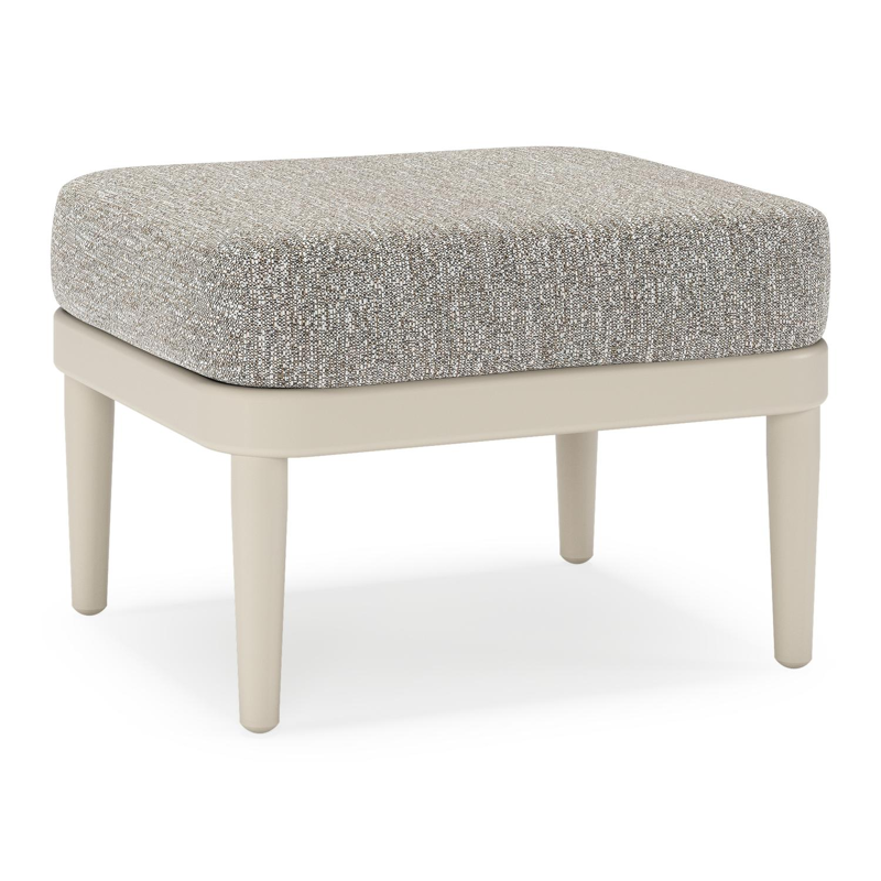 Pouf Orso en aluminium beige et coussins en all weather sunbrella® luxe Tundra Pepper